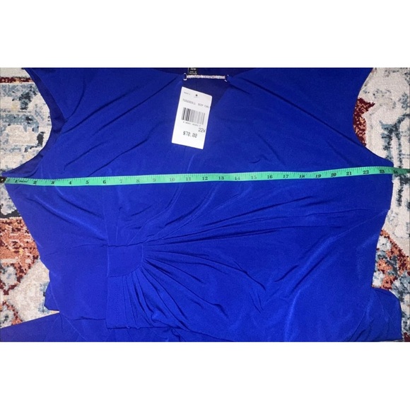 NEW CONNECTED APPAREL Plus 22W Blue Side Tab Pullover Cap Sleeve Sheath Dress - Picture 10 of 12